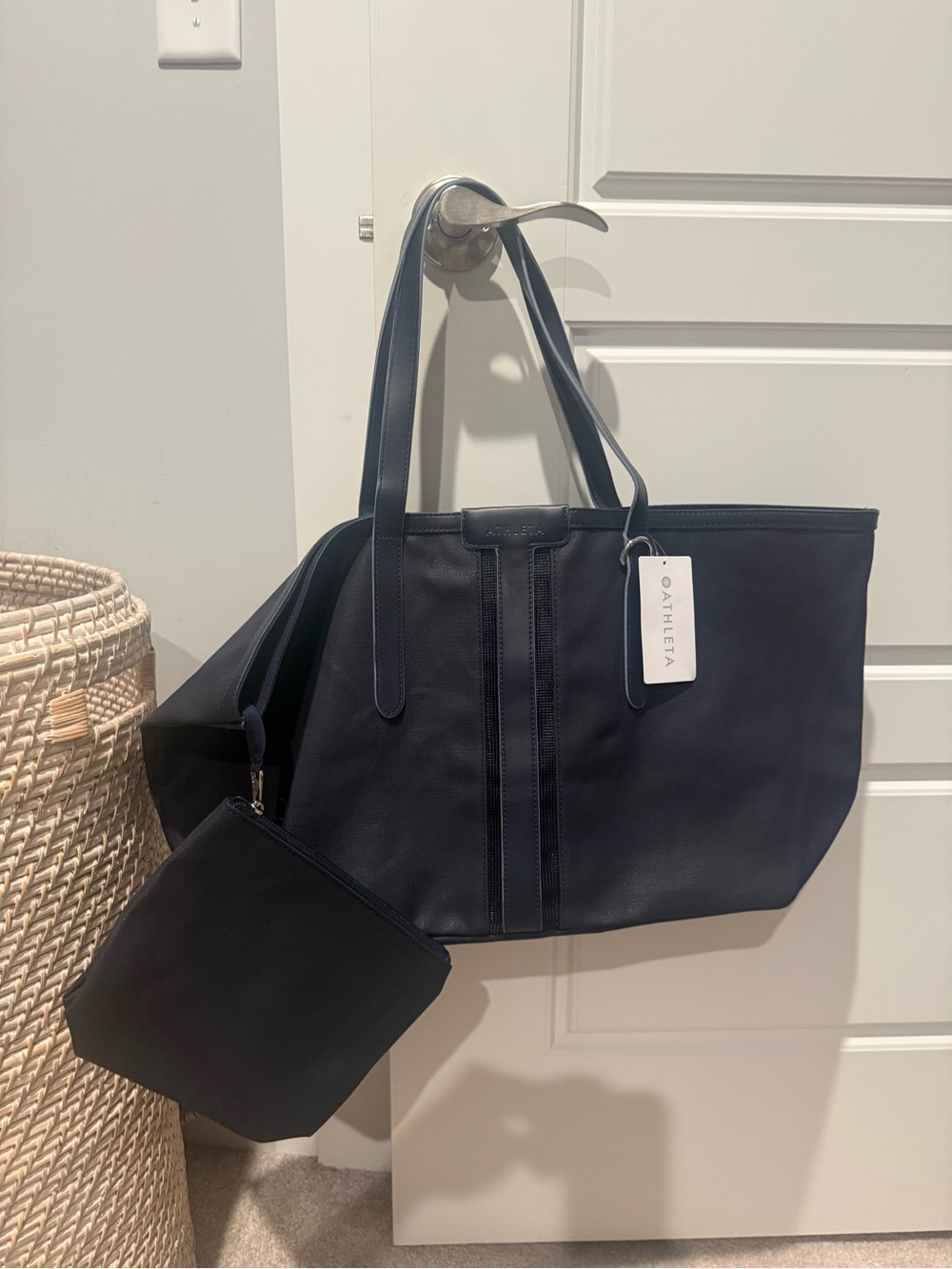Athleta Navy Tote with Matching Pouch